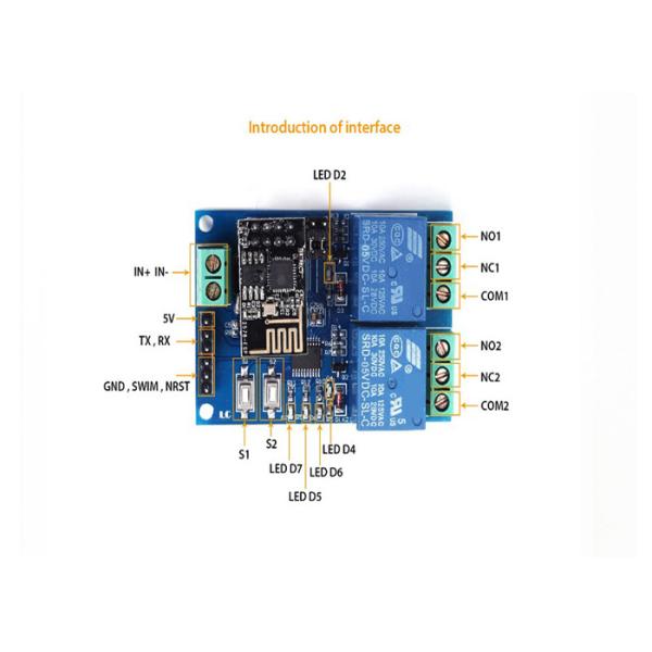 ESP8266 5V Dual WiFi Relay Module , IOT Smart Phone App Controlled Relay