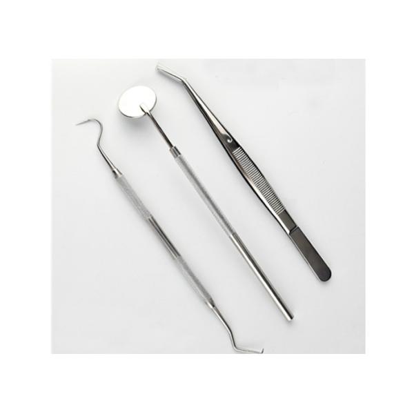 3 Pcs Kit Stainless Steel Dental Probe Tweezer And Mouth Mirror With Handle