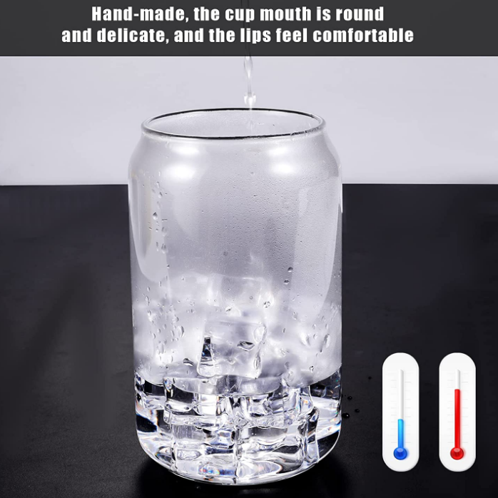 400ml 13.5oz Clear Beercan Glass Cups Double Walled Glass Mugs For Iced Coffee