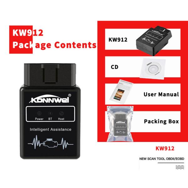 Bluetooth Konnwei OBD2 Scanner Car Engine Fault Code Reader Android