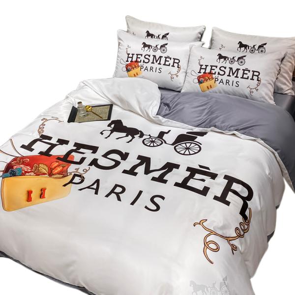 Bedding Sheet Sets Fashionable Diagonal Printing Silk Bed Cover and Duvet Cover Sets