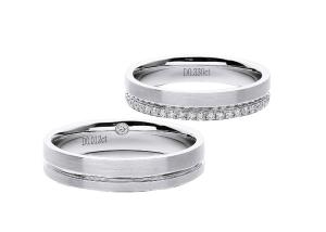 Simple Circular Groove Design 12g White Gold Couple Rings