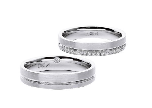 Quality Simple Circular Groove Design 12g White Gold Couple Rings for sale