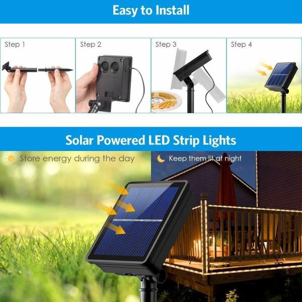 Self Adhesive Waterproof Solar Strip Light Outdoor 2835 SMD RGB CCT 2700K-6500K