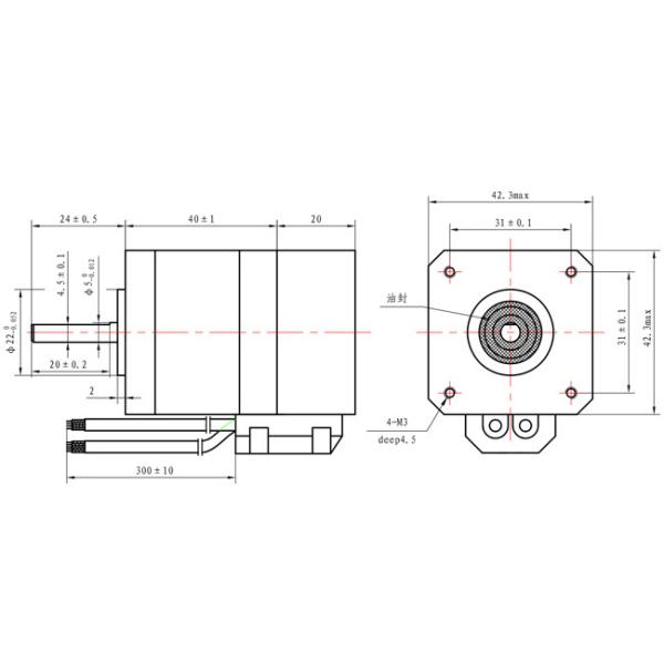 1.8 Degree 2 Phase NEMA 17 Waterproof Stepper Motor 40mm Body 1.68A With Encorder