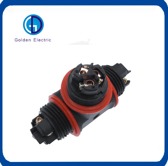T Shape 3 Pin 250V 24A IP68 Waterproof Connector Cable Wire Gland Sleeve Connector Quick Connect Waterproof Connector