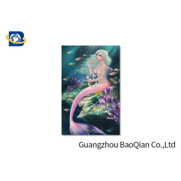 Beautiful 3D Printed Greeting Cards Pretty Mermaid Image PET Material Customized