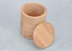 Packing Natural Color Wooden Crate Gift Box , round cylinder shape wooden box