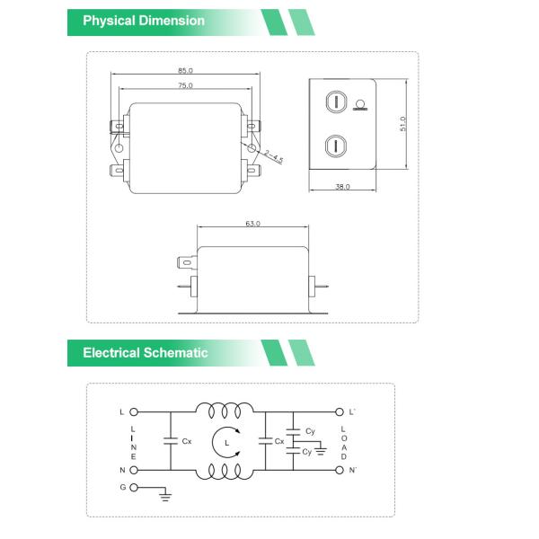 YB12D4 Universal Single Phase Filter 1A~10A EMI Power Filter 220V EMC Noise For UPS