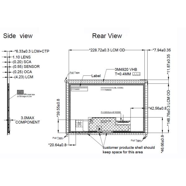 10.1 inch 1280 X 800 LVDS Interface Automotive LCD Display