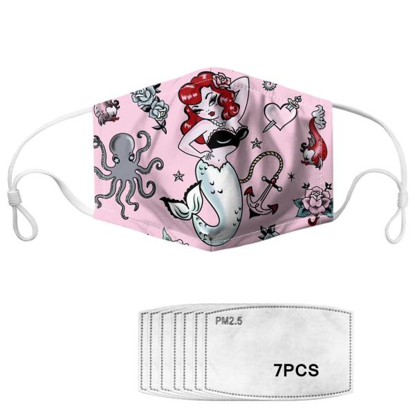 Cartoon Mermaid Washable Printed Reusable Face Mask ODM For Kids