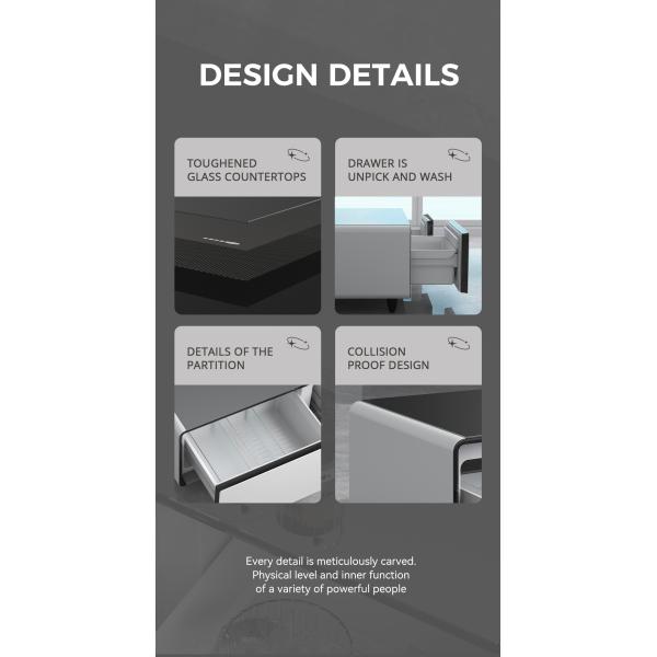 Music Table Wireless Charging Mini Fridge with Cooling Drawer and 60L Capacity