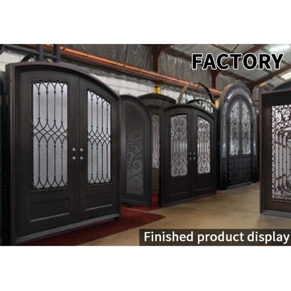 Multifunctional Fiberglass Safety Metal Wrought Iron Front Double Door on Outdoor Wrought Iron Door for Home