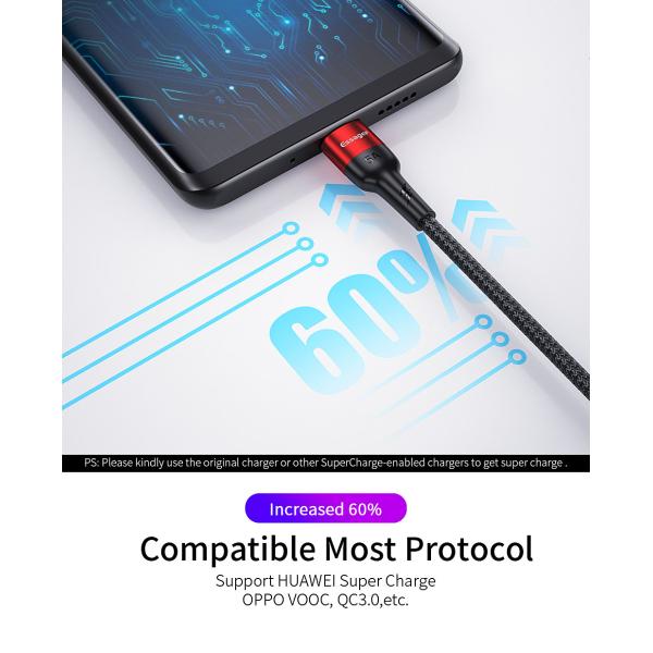 Essager Scud Usb Type C Cable Fast Charging 5A 0.3M 1M 2M for Type C Devices