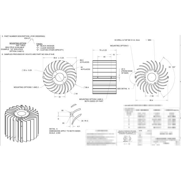 AL6063-5 aluminum LED heat sink anodized heat sink