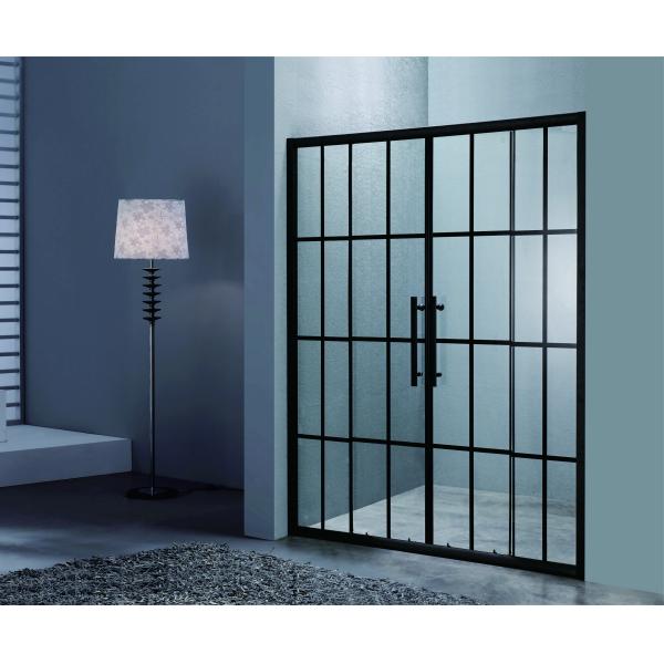 Black Aluminium Frame Sliding Shower Doors With 120*190cm Size And Tempered Glass