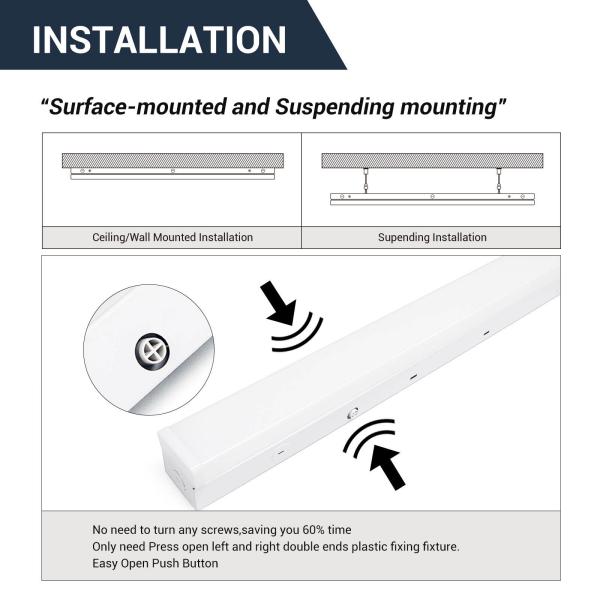 4ft led linear strip light fixture indoor for bedroom Linkable 5850 Lumen Max Wattage And CCT Selectable 120-277