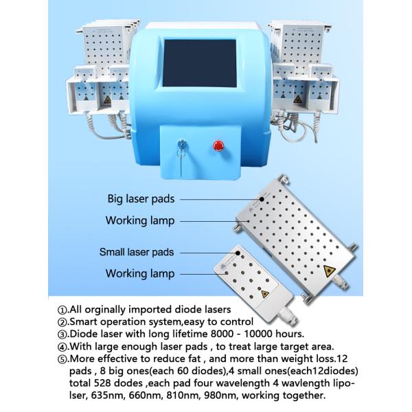 Four Wavelength Diode Zero Laser Lipo Laser Therapy Machines 12 Pads Slimming Beauty Machine