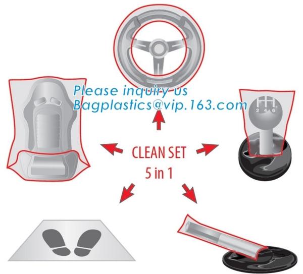 Quality Protective automobile products steering wheel cover, Protector set steering wheel gearstick airbrake seat cover foot mat for sale