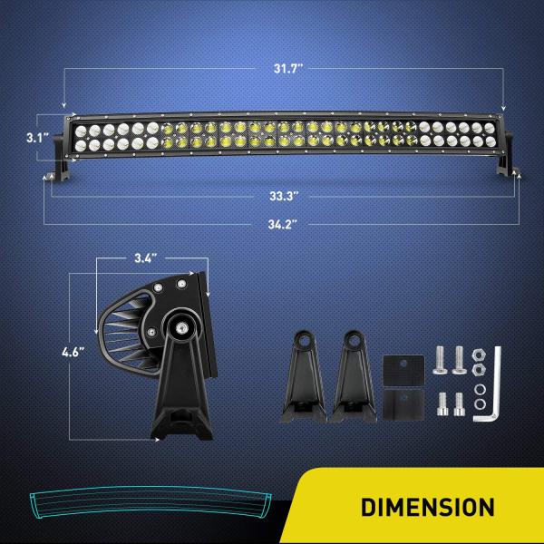 32 Inch Curved LED Light Bar , Led Off Road Driving Lights Input DC 9V-36V