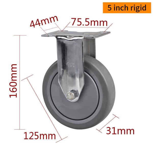 TPE Industrial Caster Wheels 5 Inch Casters With Brakes 5725P-57