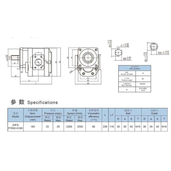 JHP3-P7600 Commercial Gear Pump 160cc Blue Color Customizable