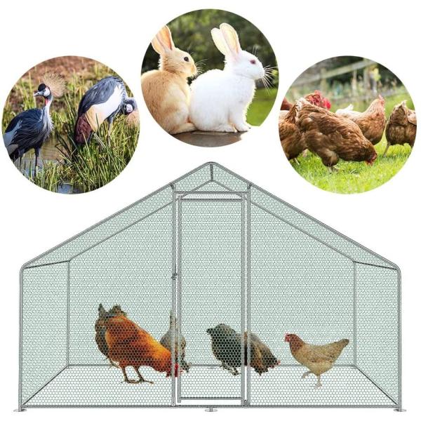 2m x 4m Steel Walk-in Chicken Run Kennel Enclosure Rabbit Hutch Poultry Coop Duck House Chicken Cage