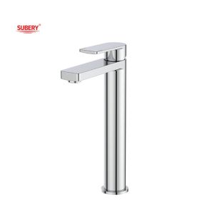 China Chrome Brass Tall Basin Mixer Faucet Single Lever wholesale