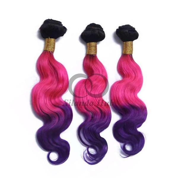#T1B/Pink/Purple Body Wave Remy Human Hair Bundles Sew In Weave Bundles Brazilian Bundle Deals