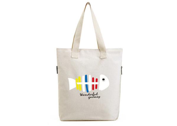 Quality Foldable Large Reusable Tote Bags Canvas Shopping Bags With Zip For Lady for sale