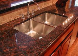 China Modern Brown Granite Slab Countertops Kitchen Cabinet Full Bullnose Edging wholesale