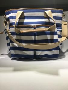 China Strips Printing Toddler Diaper Bag Totes , Portable Baby Nursery Bag Canvas on sale