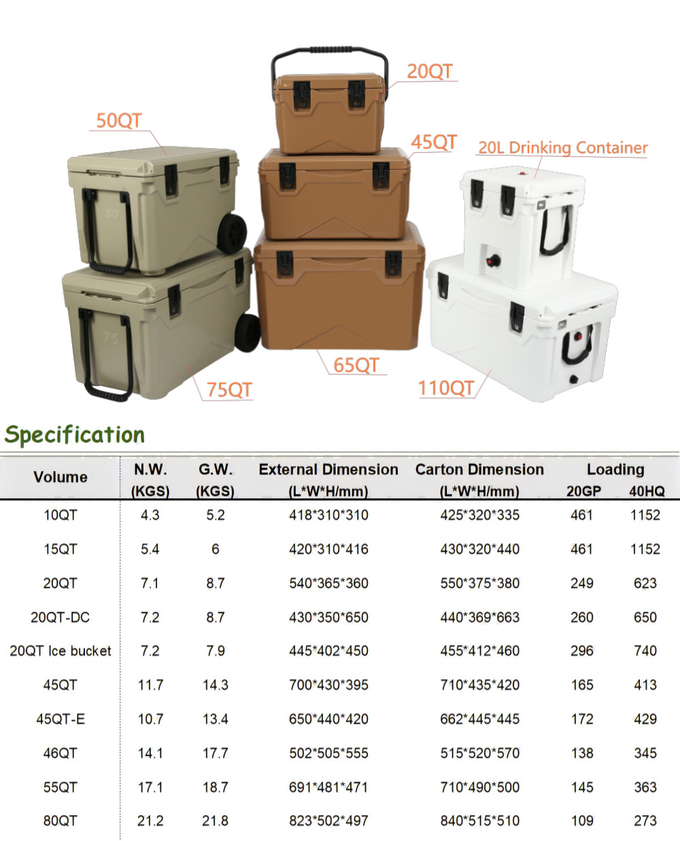 U3 Rotomolded Rugged Rolling Cooler Customized 50QT Capacity