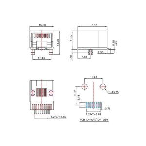 China 955406886 Low Profile rj45 Surface Mount Plugs Shielded LPJE8802NNL wholesale