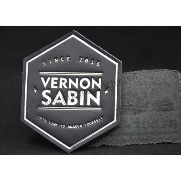 Small Black Custom Leather Clothing Labels Debossed For Jeans