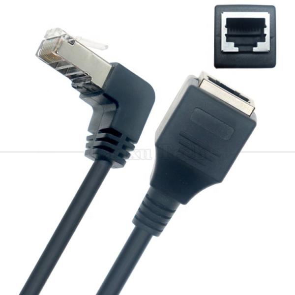 Quality 90 Degree Down Angle RJ45 Male to RJ45 Female Socket Cat5e Ethernet Lan Cable for sale
