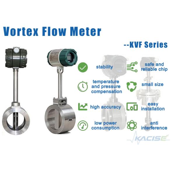 Flange Clamp Compressed Air vortex shedding flow meter , vortex gas flow meter 4 - 20mA