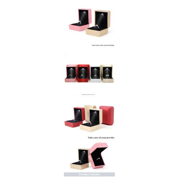 Custom Logo PU Plastic Jewelry Packaging Box with LED Light Hanhong Luxury Ring Box