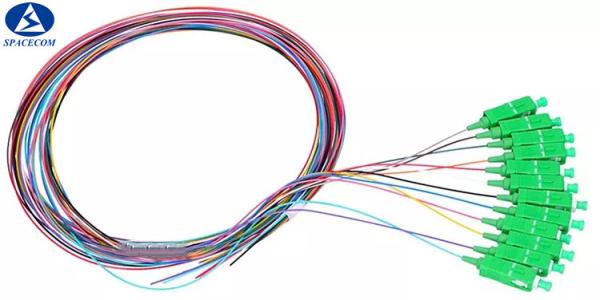 Quality 12 Color Code Optical Fiber Pigtail Ribbon 12F SC APC Polishing for sale