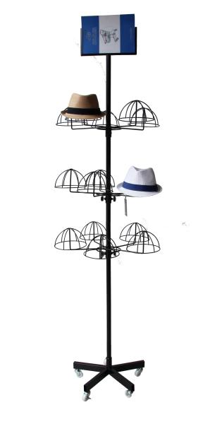 Quality Black Color Multi Tier TUV Certificate Hat Display Rack Removable for sale