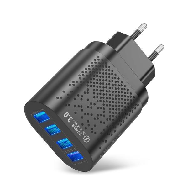 Quality Samsung Xiaomi Fireproof PC 4 Port 48W QC3.0 USB Charger Adapter for sale
