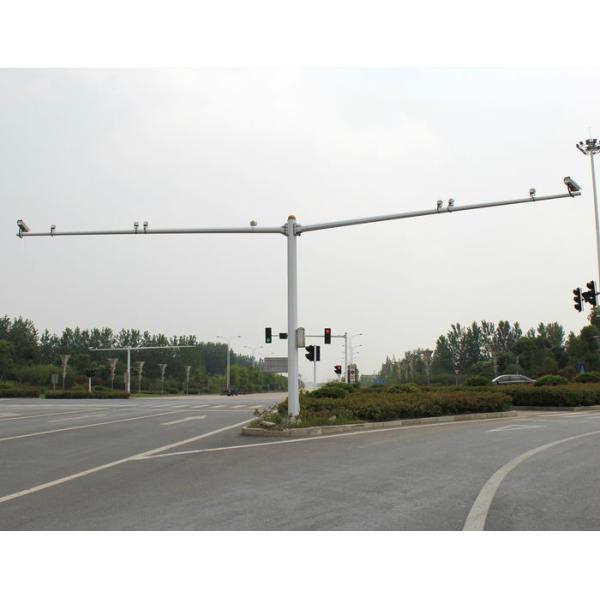 F Shape Cantilever Traffic Camera Signal Light Pole 8m Height