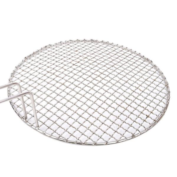 304 Stainless Steel Round Grill Net With Handle Barbecue BBQ Meshes Cooling Rack Steam Baking Rack Camping Outdoor Mesh