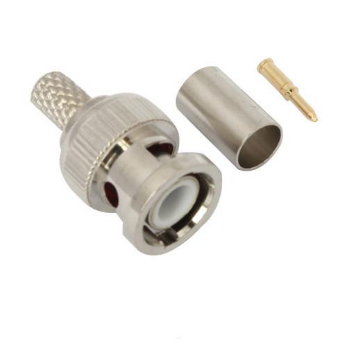 Quality Bayonet Nut Crimp on Male BNC Coaxial Cable Connector 3 Pieces for CCTV Wiring for sale