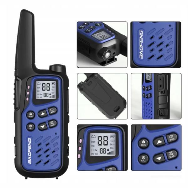 IPX4 Waterproof 5W Output Power UHF Walkie Talkie with 0-5km Talk Range and Rechargeable Battery