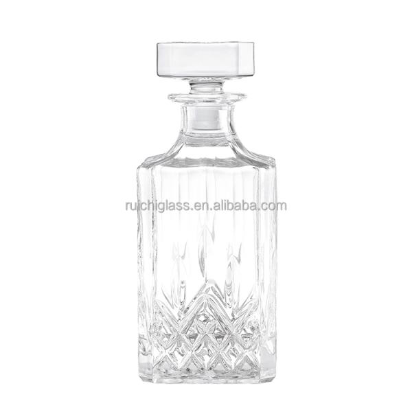 Custom Liquor 700ml Gin Bottle Square Shaped Empty Alcohol Brandy Whisky Glass Bottles
