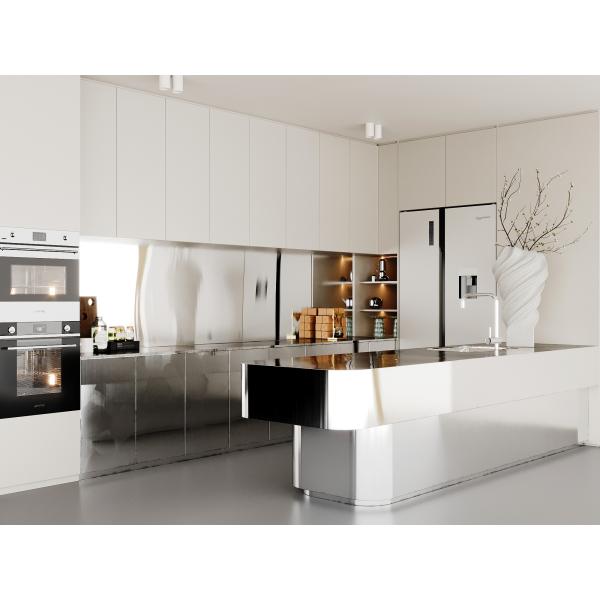 Close-up of kitchen cabinet doors and hardware