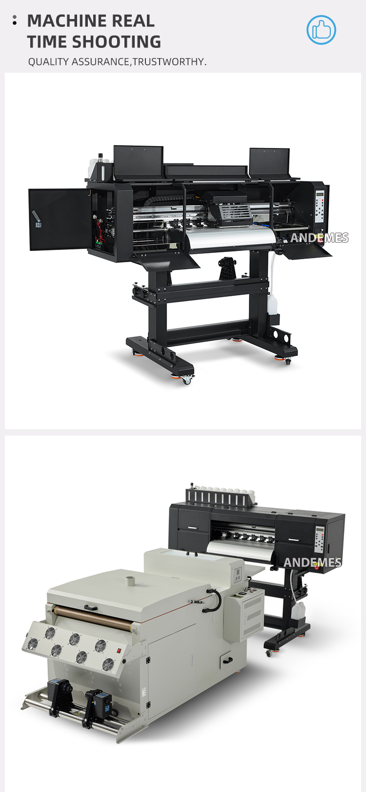 60cm 3 Head I3200 DTF Printer with 9 Color Fluorescent Printer Conveyer Belt Oven