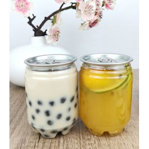 China 250ml Flower Bottom Plastic Beverage Cans with Easy Pull Cover wholesale