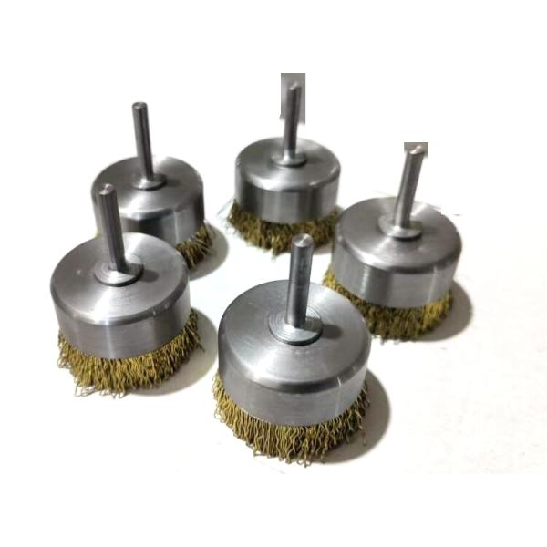 3 Inch Fine Shaft Mounted Cup Brushes Crimped Wire for Edge Blending